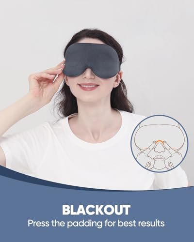 MZOO Luxus Schlafmaske für Seitenschläfer – 3D Null-Augen-Druck Schlafmaske, Lichtblockierend, Patentiertes Design, Weiche Augenabdeckung für Reisen, Grau