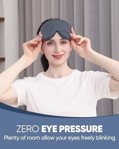 MZOO Luxus Schlafmaske für Seitenschläfer – 3D Null-Augen-Druck Schlafmaske, Lichtblockierend, Patentiertes Design, Weiche Augenabdeckung für Reisen, Grau