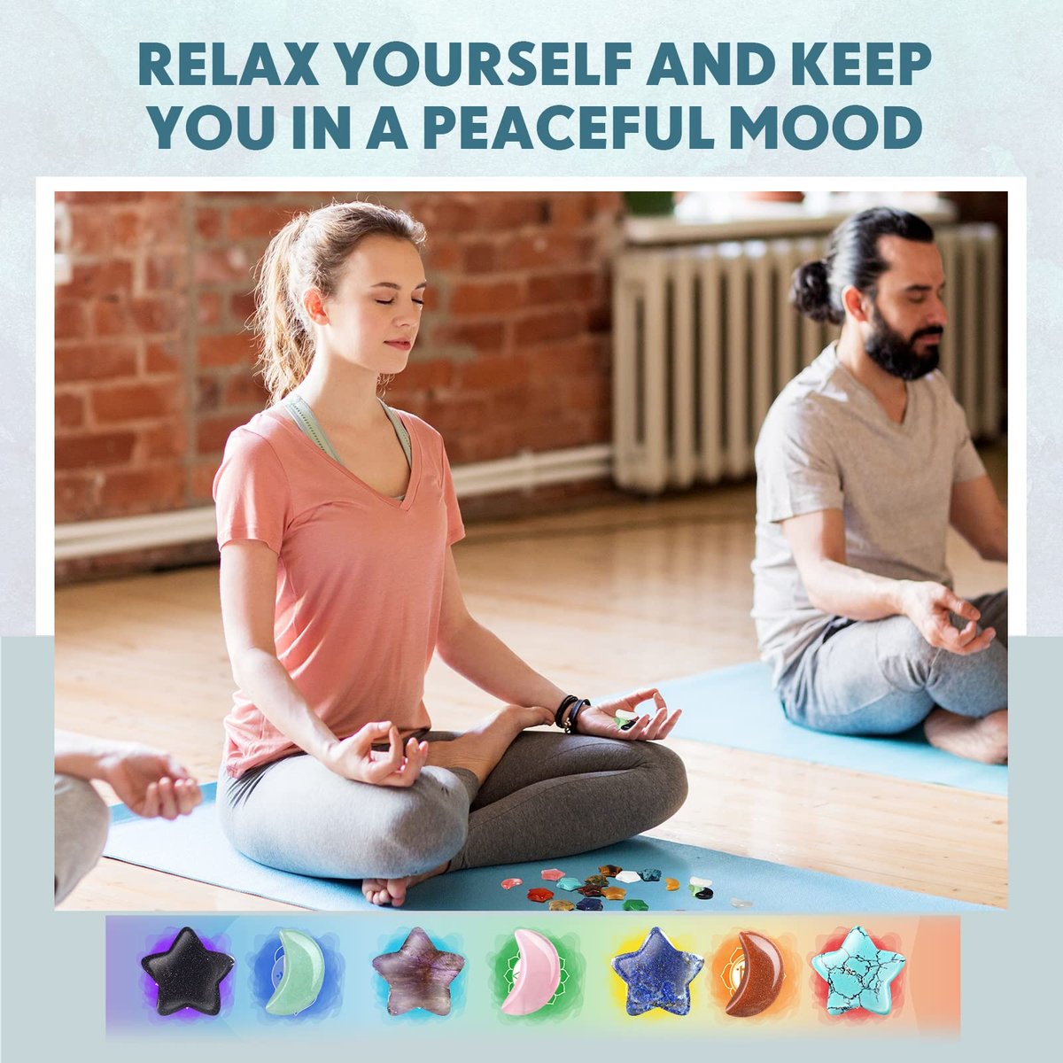 Nuenen 30er Set Sorgensteine in Mond- und Sternform – Handgeschliffene Edelsteine für Meditation, DIY-Geschenke und Hexenzubehör (Klassische Farben)