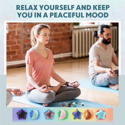 Nuenen 30er Set Sorgensteine in Mond- und Sternform – Handgeschliffene Edelsteine für Meditation, DIY-Geschenke und Hexenzubehör (Klassische Farben)
