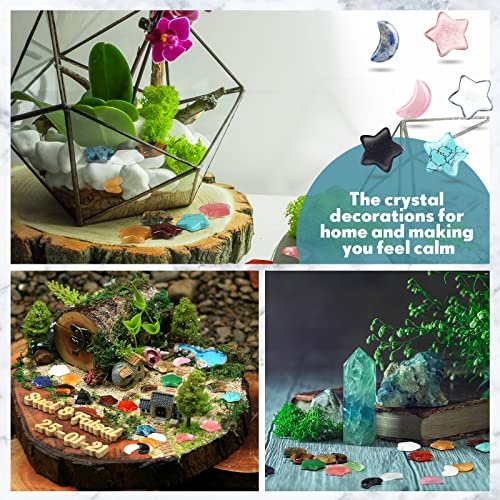 Nuenen 30er Set Sorgensteine in Mond- und Sternform – Handgeschliffene Edelsteine für Meditation, DIY-Geschenke und Hexenzubehör (Klassische Farben)
