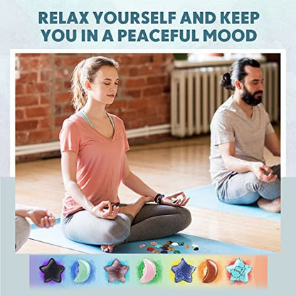 Nuenen 30er Set Sorgensteine in Mond- und Sternform – Handgeschliffene Edelsteine für Meditation, DIY-Geschenke und Hexenzubehör (Klassische Farben)