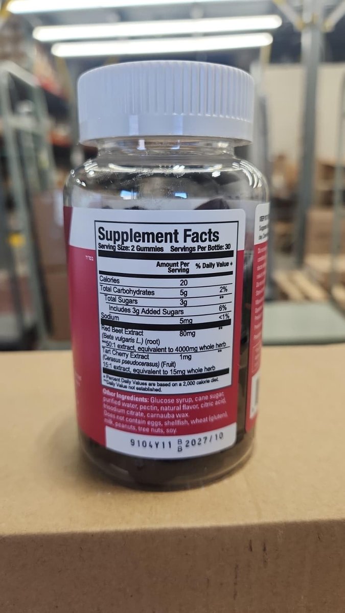 Viteey Rote-Bete-Gummibärchen 4000 mg [aus 80 mg 50:1 Extrakt] mit Sauerkirsche – Für gesunde Blutdruckunterstützung – Vegan, gelatinefrei, glutenfrei – Leckere kaubare Beeren-Gummis – 60 Stück