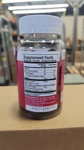 Viteey Rote-Bete-Gummibärchen 4000 mg [aus 80 mg 50:1 Extrakt] mit Sauerkirsche – Für gesunde Blutdruckunterstützung – Vegan, gelatinefrei, glutenfrei – Leckere kaubare Beeren-Gummis – 60 Stück
