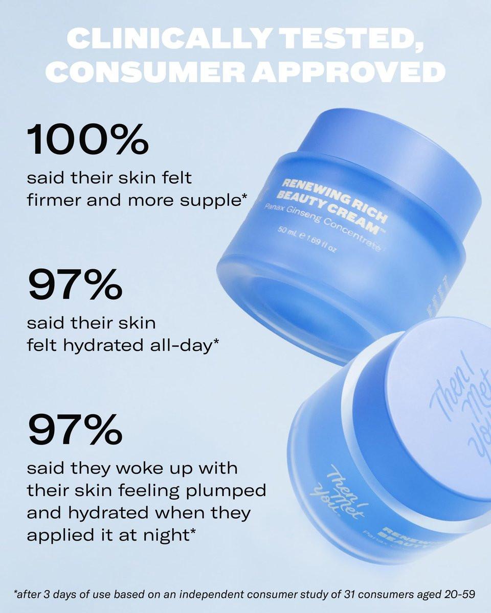 Then I Met You Renewing Rich Beauty Cream – Tiefenfeuchtigkeit Koreanische Feuchtigkeitscreme mit Quad Ginseng Complex, vegan, tierversuchsfrei, alkoholfrei