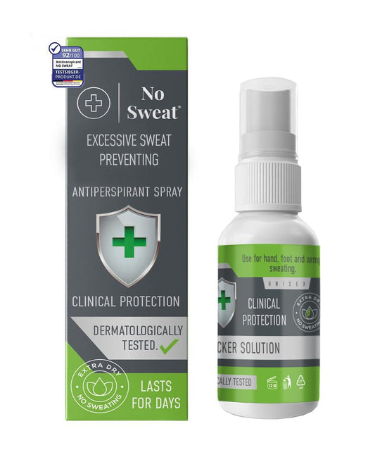 NO SWEAT Maximum Strength Antiperspirant Spray – Starkes Deodorant gegen übermäßiges Schwitzen & Hyperhidrose, hält bis zu 7 Tage (50 ml)