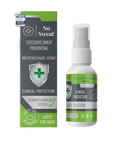 NO SWEAT Maximum Strength Antiperspirant Spray – Starkes Deodorant gegen übermäßiges Schwitzen & Hyperhidrose, hält bis zu 7 Tage (50 ml)