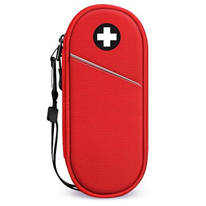 SITHON EpiPen Medizinische Aufbewahrungstasche Isoliert, Reise Medikamenten Organizer Tasche für 2 EpiPens, Asthma-Inhalator, Antihistamin, Auvi-Q, Allergie-Medikamente, Rot