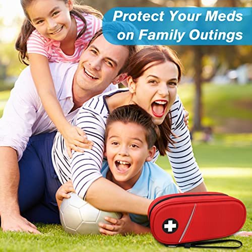 SITHON EpiPen Medizinische Aufbewahrungstasche Isoliert, Reise Medikamenten Organizer Tasche für 2 EpiPens, Asthma-Inhalator, Antihistamin, Auvi-Q, Allergie-Medikamente, Rot