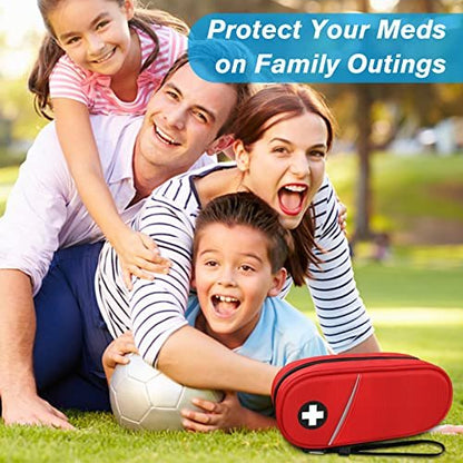 SITHON EpiPen Medizinische Aufbewahrungstasche Isoliert, Reise Medikamenten Organizer Tasche für 2 EpiPens, Asthma-Inhalator, Antihistamin, Auvi-Q, Allergie-Medikamente, Rot