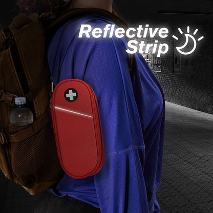 SITHON EpiPen Medizinische Aufbewahrungstasche Isoliert, Reise Medikamenten Organizer Tasche für 2 EpiPens, Asthma-Inhalator, Antihistamin, Auvi-Q, Allergie-Medikamente, Rot