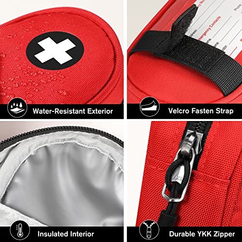 SITHON EpiPen Medizinische Aufbewahrungstasche Isoliert, Reise Medikamenten Organizer Tasche für 2 EpiPens, Asthma-Inhalator, Antihistamin, Auvi-Q, Allergie-Medikamente, Rot