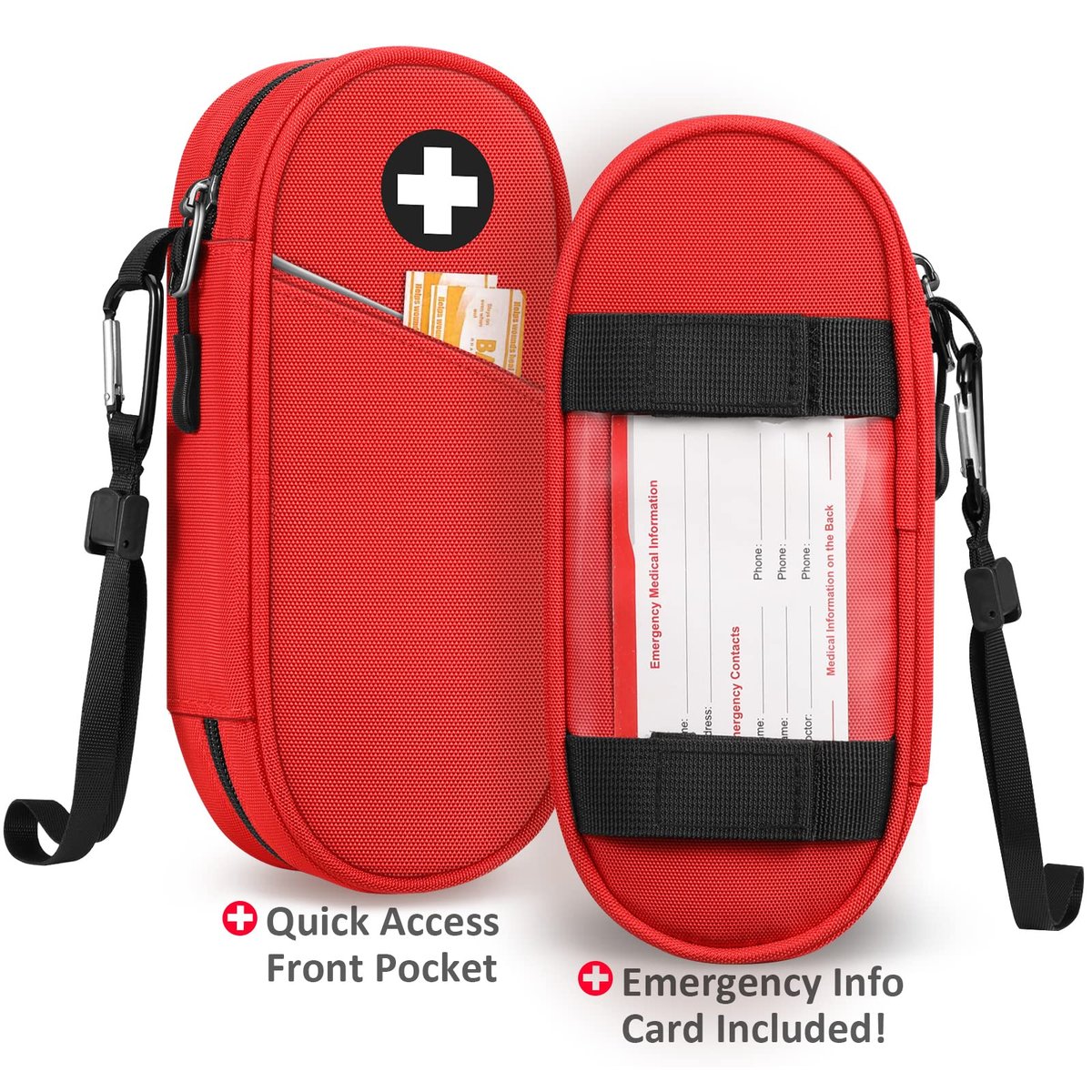 SITHON EpiPen Medizinische Aufbewahrungstasche Isoliert, Reise Medikamenten Organizer Tasche für 2 EpiPens, Asthma-Inhalator, Antihistamin, Auvi-Q, Allergie-Medikamente, Rot