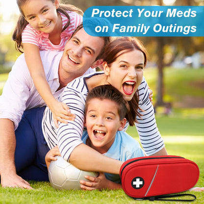 SITHON EpiPen Medizinische Aufbewahrungstasche Isoliert, Reise Medikamenten Organizer Tasche für 2 EpiPens, Asthma-Inhalator, Antihistamin, Auvi-Q, Allergie-Medikamente, Rot