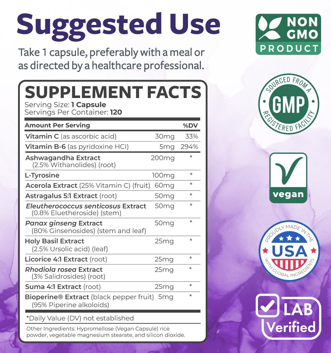 Adrenal-Unterstützung & Cortisol-Manager (Non-GMO) – Leistungsstarke Nebennierengesundheit mit L-Tyrosin & Ashwagandha – Ausgeglichene Cortisolwerte & Stressabbau – Müdigkeitsergänzung – 120 Kapseln