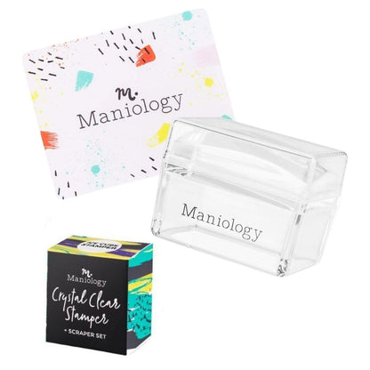 Maniology Ice Cube Klarer rechteckiger Stempel mit Schaberkarte | Transparentes Nagelstempelwerkzeug für präzise Nagelkunst-Designübertragung und -platzierung