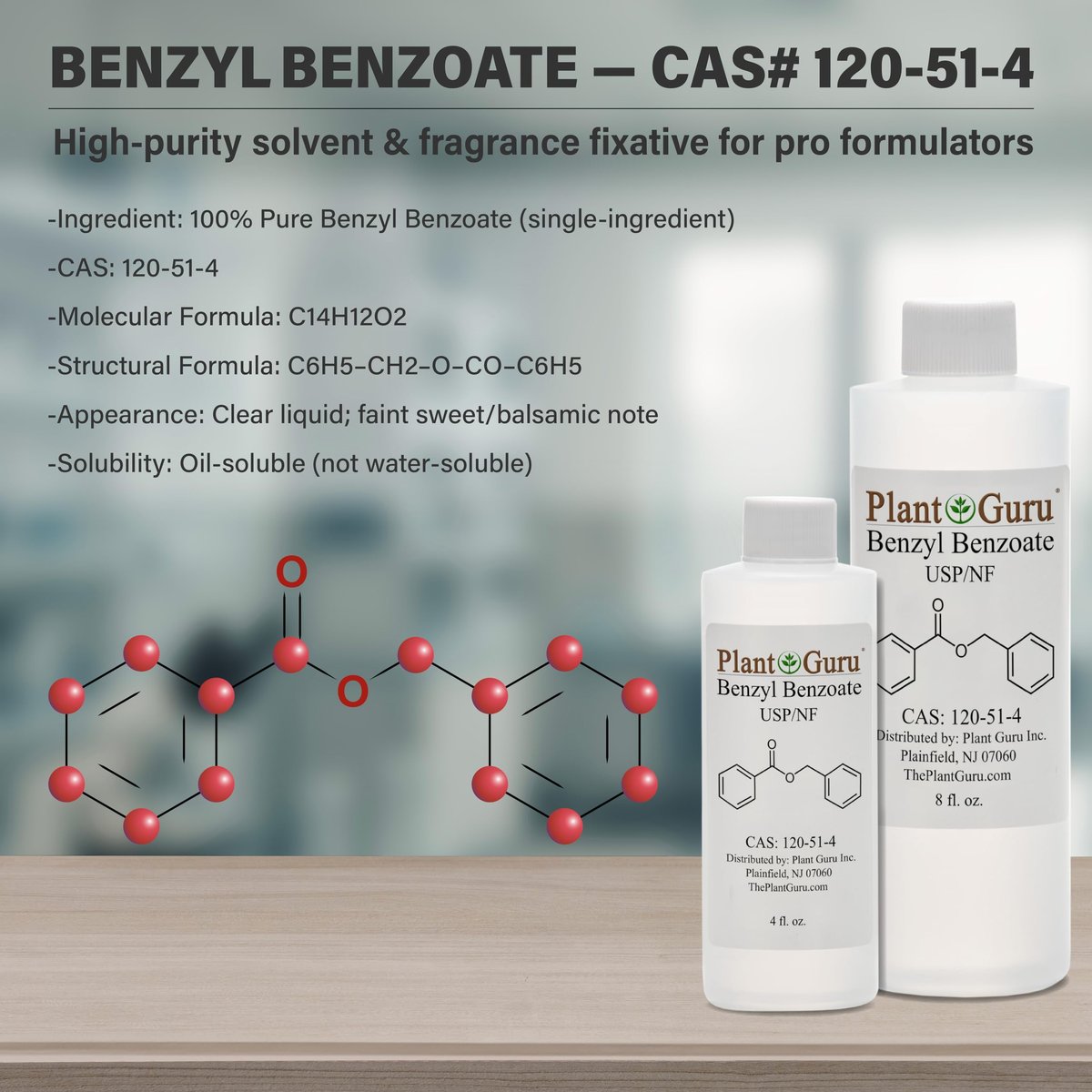 Benzylbenzoat USP-Qualität Flüssigkeit 16 fl. oz. - Ideal für Duft-/Aromastoffe, Kosmetik, Haar- & Kopfhautprodukte