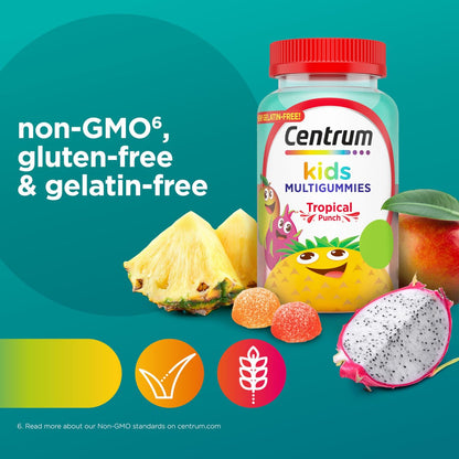 Centrum Kids Multivitamin Gummibärchen, Tropical Punch Geschmack mit natürlichen Aromen, 150 Stück, 150-Tage-Vorrat