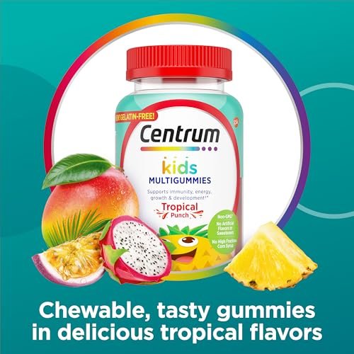 Centrum Kids Multivitamin Gummibärchen, Tropical Punch Geschmack mit natürlichen Aromen, 150 Stück, 150-Tage-Vorrat