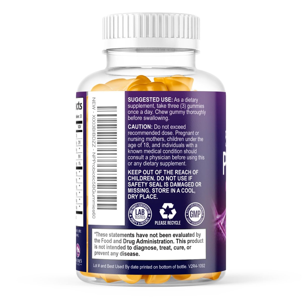 Probiotische Gummibärchen mit 6 Premium-Probiotika-Stämmen – Tägliche Darmgesundheit für Frauen, Männer & Teenager – Natürliche Verdauungsunterstützung & Immunsystem – 60 Gummis