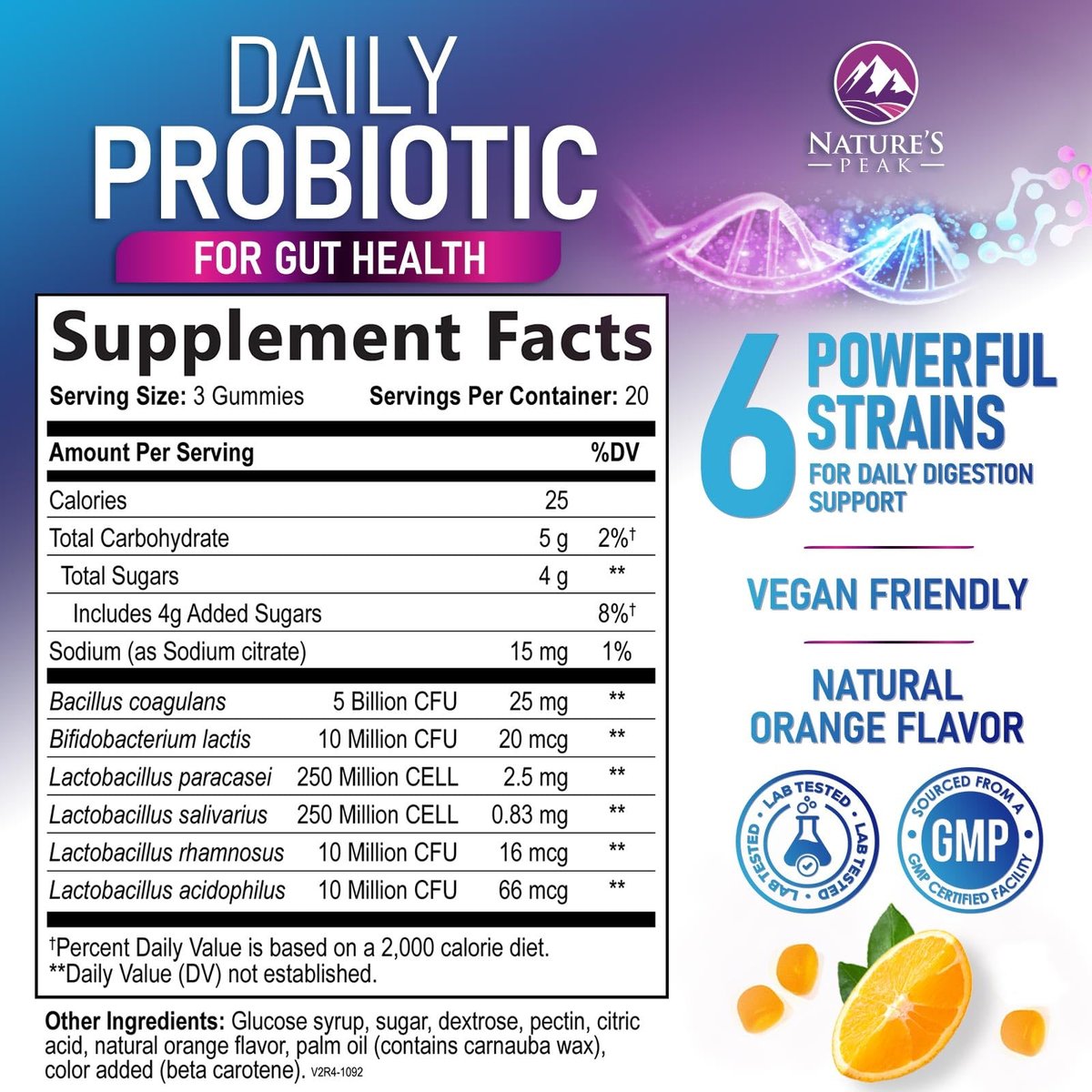 Probiotische Gummibärchen mit 6 Premium-Probiotika-Stämmen – Tägliche Darmgesundheit für Frauen, Männer & Teenager – Natürliche Verdauungsunterstützung & Immunsystem – 60 Gummis