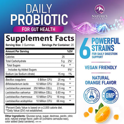 Probiotische Gummibärchen mit 6 Premium-Probiotika-Stämmen – Tägliche Darmgesundheit für Frauen, Männer & Teenager – Natürliche Verdauungsunterstützung & Immunsystem – 60 Gummis
