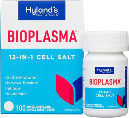 Hyland's Bioplasma Zellsalze Tabletten – Homöopathische Kombination vitaler Zellsalze für Erkältungssymptome, nervöse Anspannung, Müdigkeit und Kopfschmerzen, 100 Stück