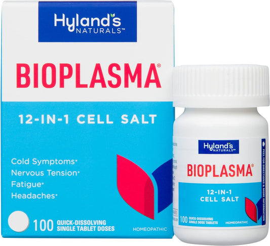 Hyland's Bioplasma Zellsalze Tabletten – Homöopathische Kombination vitaler Zellsalze für Erkältungssymptome, nervöse Anspannung, Müdigkeit und Kopfschmerzen, 100 Stück
