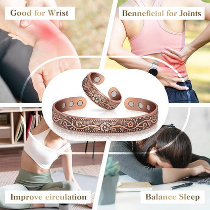 Lymphdrainage-Ring und Kupferarmband für Frauen – Magnetischer Lymph-Detox-Ring und Magnetarmband aus 100 % massivem Kupfer