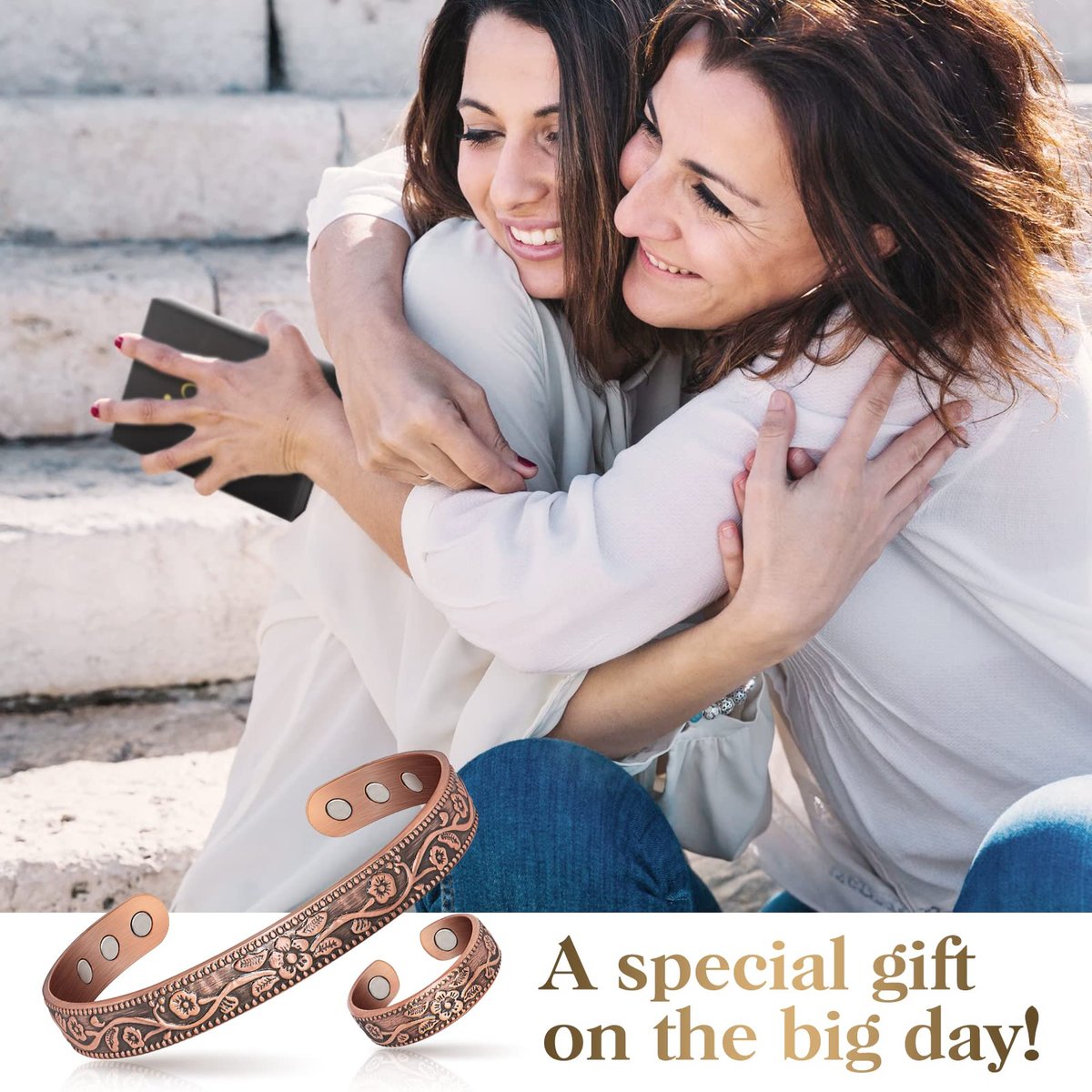 Lymphdrainage-Ring und Kupferarmband für Frauen – Magnetischer Lymph-Detox-Ring und Magnetarmband aus 100 % massivem Kupfer