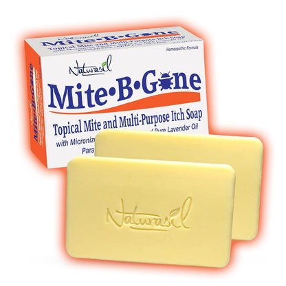 Mite-B-Gone Relief Seife – Schnelle Anti-Juckreiz Schwefelbehandlung bei Milben, Insekten- & Mückenstichen, Juckreiz & Unbehagen – Kindersicher – Wirksam für alle Hauttypen – 5 oz Riegel (2er-Pack)