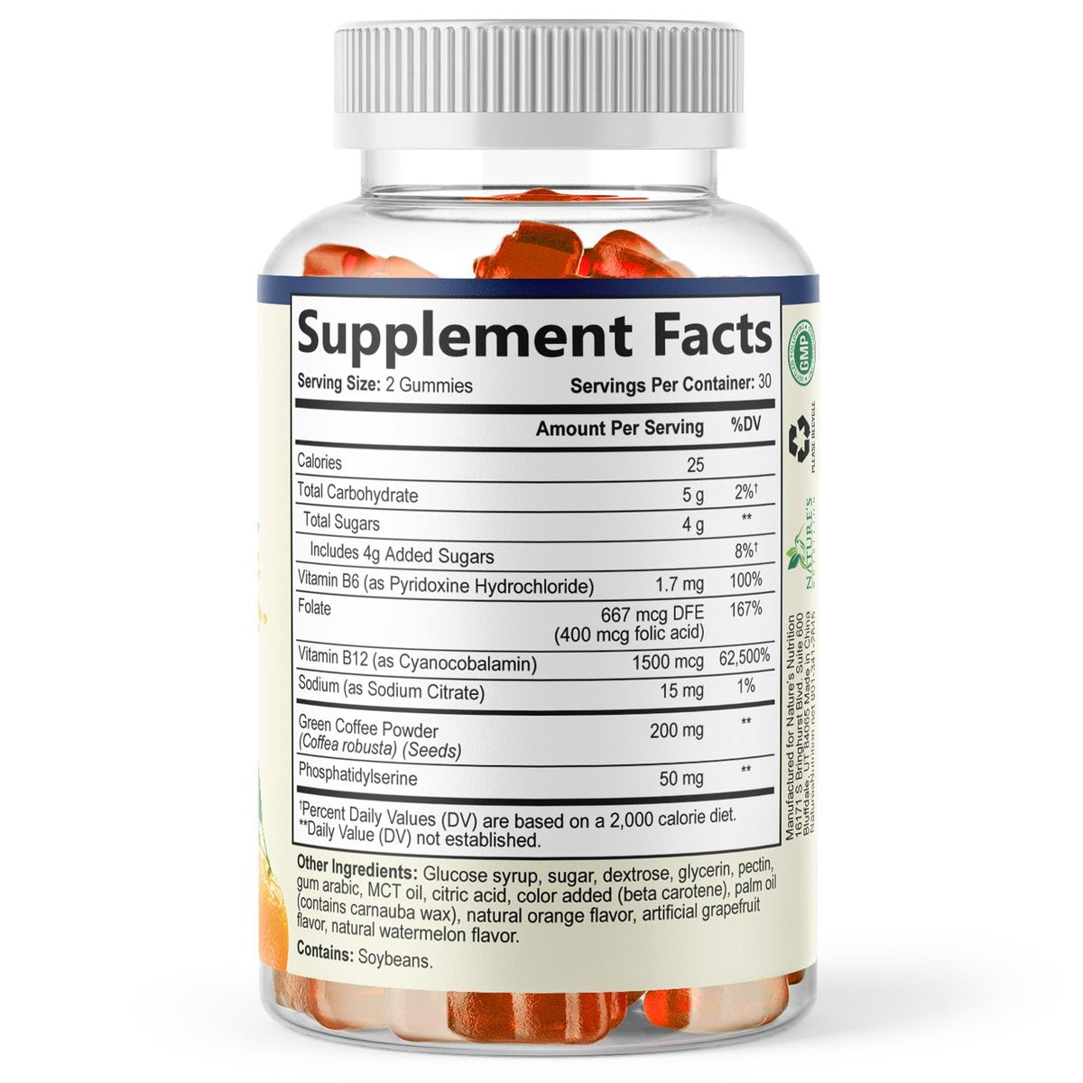 Gehirn-Gummis mit 3-facher Stärke - Nootropika für Gedächtnis, Fokus & Konzentration - mit Phosphatidylserin, B6, B12 & Nootropika - 60 Gummis