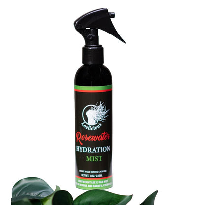 LOCLICIOUS Hydratisierendes Rosenwasser Haarspray für Locs | Feuchtigkeitsspray für gesundes Haar | Pflegt alle Arten von Locs, Two Strands, Dreadlocks & Braids | Angereichert mit Aloe, Öl, Rosenwasser & Glycerin 237 ml