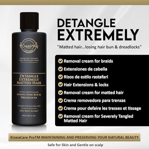 KizaiaCare Ultimate Matted Hair Detangler – Schmerzfreie Entwirrung für verfilztes, verknotetes und verworrenes Haar | Für Erwachsene & Kinder | 400 ml