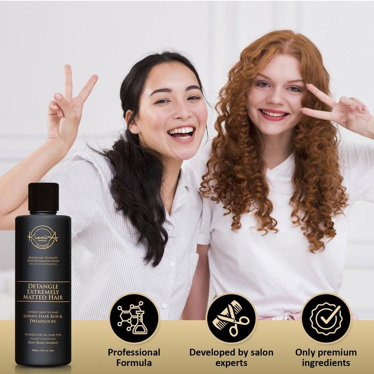 KizaiaCare Ultimate Matted Hair Detangler – Schmerzfreie Entwirrung für verfilztes, verknotetes und verworrenes Haar | Für Erwachsene & Kinder | 400 ml