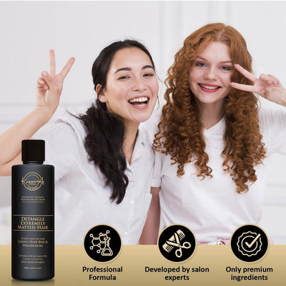 KizaiaCare Ultimate Matted Hair Detangler – Schmerzfreie Entwirrung für verfilztes, verknotetes und verworrenes Haar | Für Erwachsene & Kinder | 400 ml