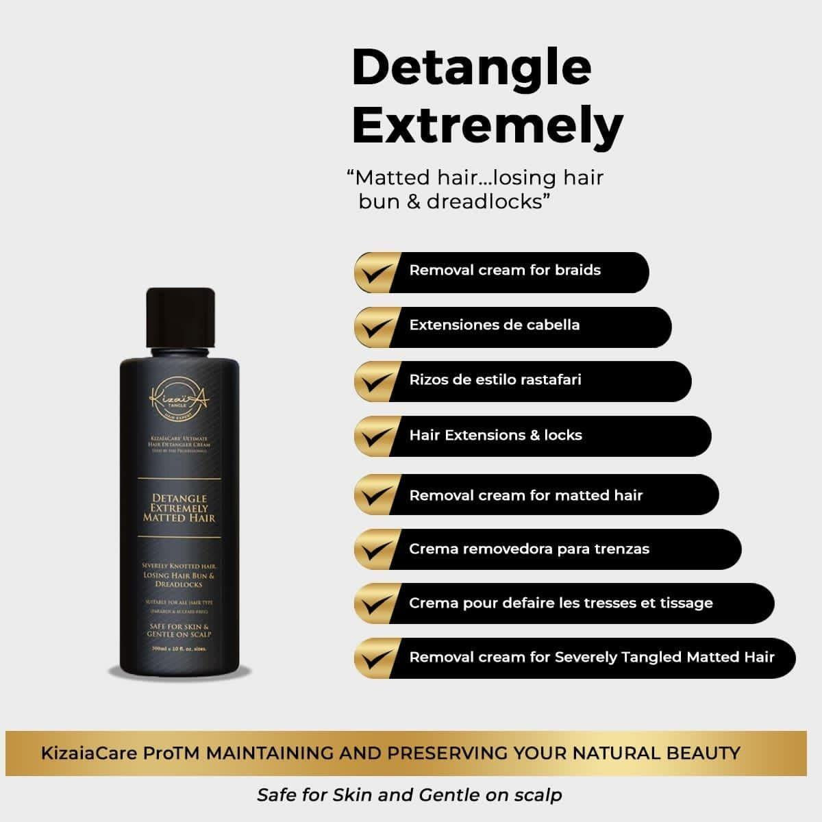 KizaiaCare Ultimate Matted Hair Detangler – Schmerzfreie Entwirrung für verfilztes, verknotetes und verworrenes Haar | Für Erwachsene & Kinder | 400 ml