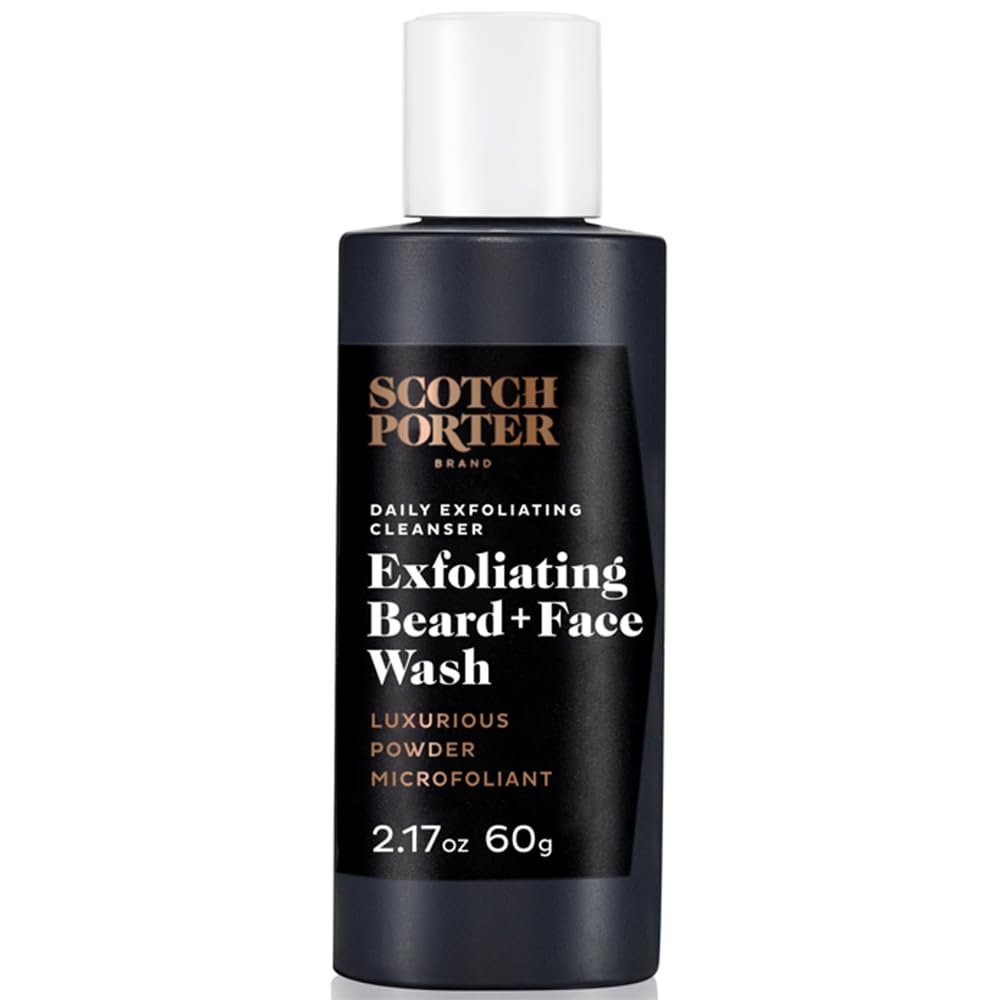 Scotch Porter Peeling-Bartwaschmittel & Gesichtsreiniger für Männer, Reisefreundlich | Formuliert mit ungiftigen Inhaltsstoffen, frei von Parabenen, Sulfaten & Silikonen | Vegan | 2,17 oz Flasche