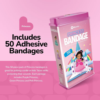 BioSwiss Pflaster Prinzessin, selbstklebende Wundpflaster, 50 Stück, latexfrei, steril