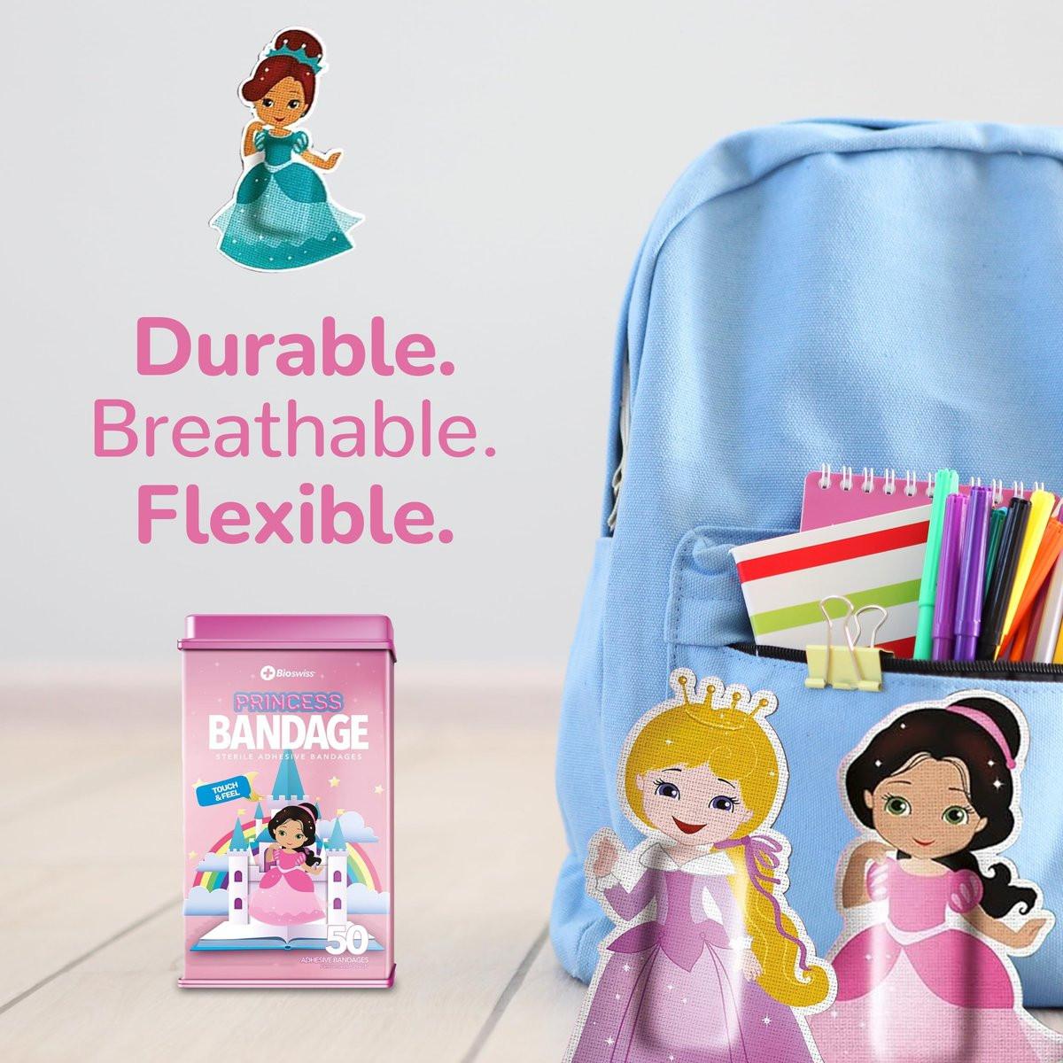 BioSwiss Pflaster Prinzessin, selbstklebende Wundpflaster, 50 Stück, latexfrei, steril