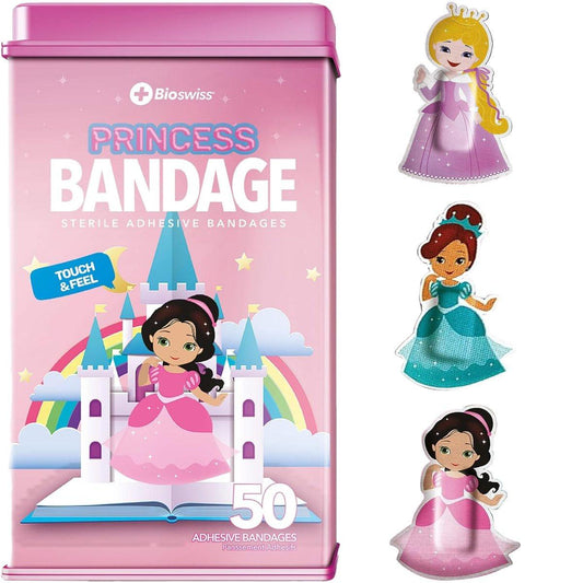 BioSwiss Pflaster Prinzessin, selbstklebende Wundpflaster, 50 Stück, latexfrei, steril
