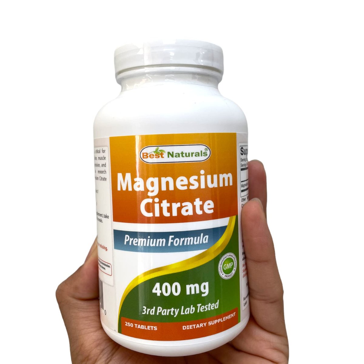 Best Naturals Magnesium Citrat 400 mg, 250 Tabletten – Elementares Magnesium pro 2 Tabletten, Nahrungsergänzungsmittel