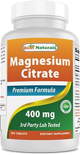 Best Naturals Magnesium Citrat 400 mg, 250 Tabletten – Elementares Magnesium pro 2 Tabletten, Nahrungsergänzungsmittel