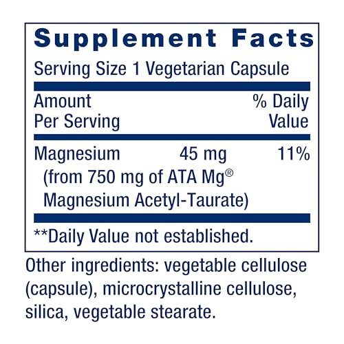 Life Extension Calm-Mag, Magnesiumacetyltaurinat, Tägliche Stressmanagement-Formel, Unterstützt Ruhe und Entspannung, Glutenfrei, Nicht-GVO, Vegetarisch, 30 Kapseln