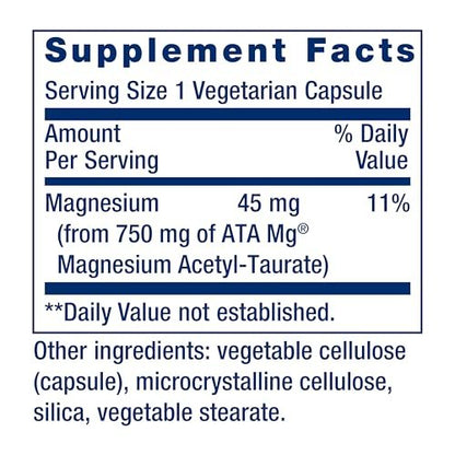 Life Extension Calm-Mag, Magnesiumacetyltaurinat, Tägliche Stressmanagement-Formel, Unterstützt Ruhe und Entspannung, Glutenfrei, Nicht-GVO, Vegetarisch, 30 Kapseln