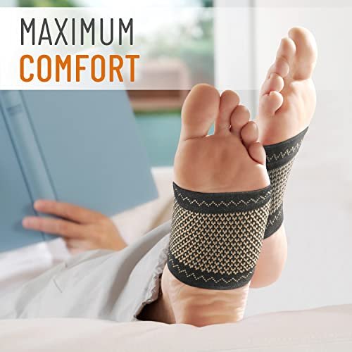 Copper Edge Kupfer-Fußgewölbestütze bei Plantarfasziitis – 2 Kompressions-Halbsocken für Damen und Herren, orthopädische Hilfe bei flachen, hohen und gesenkten Fußgewölben (Kupfer)