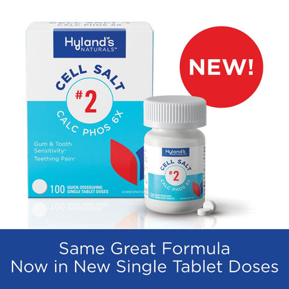 Hyland's Zellsalz Nr. 2 Calc Phos 6X Tabletten, natürliche homöopathische Linderung von Mundbeschwerden und Halsschmerzen, schnell lösliche Tabletten, 100 Stück