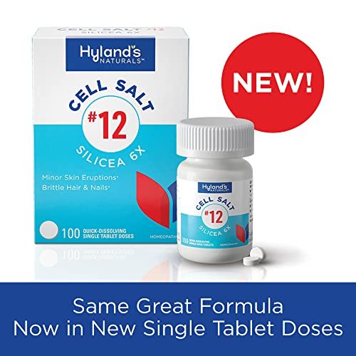 Hyland's No. 12 Cell Salt Silicea 6X Tabletten – Akne- und Mitesserbehandlung, Haar- und Nagelwachstumsergänzung, Hautreizungen, schnell lösliche Tabletten, 100 Stück