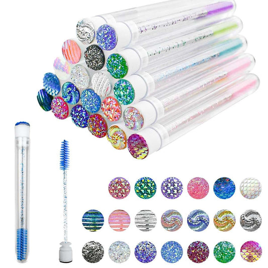 20-teiliges Set Einweg-Wimpernbürsten - Diamond Eyelash Brushes, Wimpernbürsten-Tuben, Spoolies mit leerem Röhrchen - Make-up-Werkzeug, Augenbrauen-Applikator-Zubehör (Mischfarben)