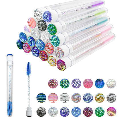 20-teiliges Set Einweg-Wimpernbürsten - Diamond Eyelash Brushes, Wimpernbürsten-Tuben, Spoolies mit leerem Röhrchen - Make-up-Werkzeug, Augenbrauen-Applikator-Zubehör (Mischfarben)